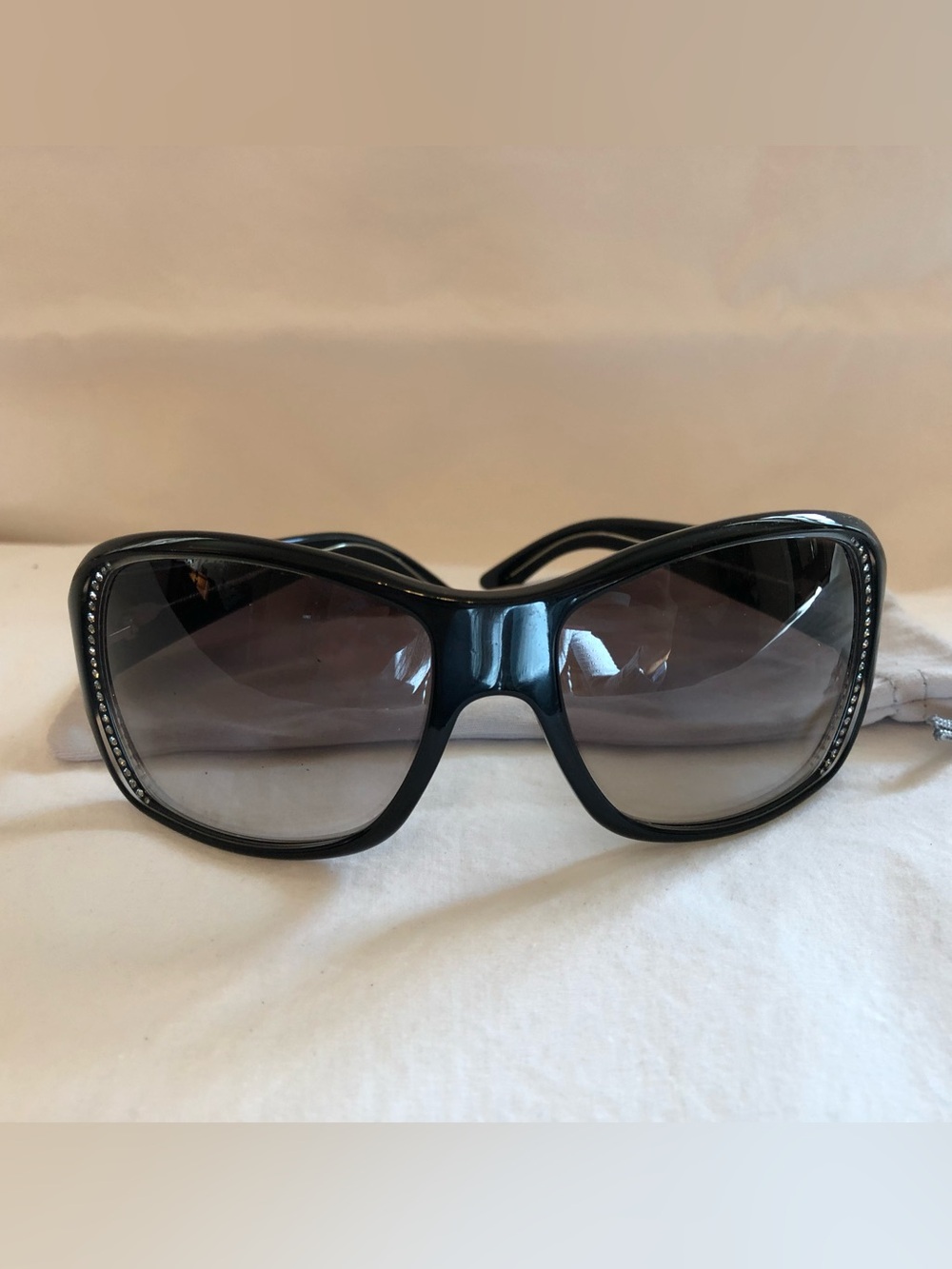 Authentic Dior Strass Women's Black Frame Sunglasses with Gray Gradient Lenses